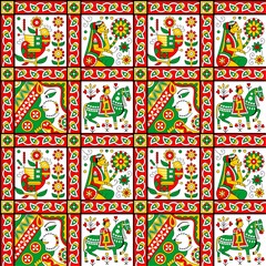 colourful seamless block kalamkari pattern design.