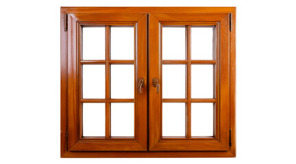 Obraz premium Wooden window frame with panes isolated on a transparent background