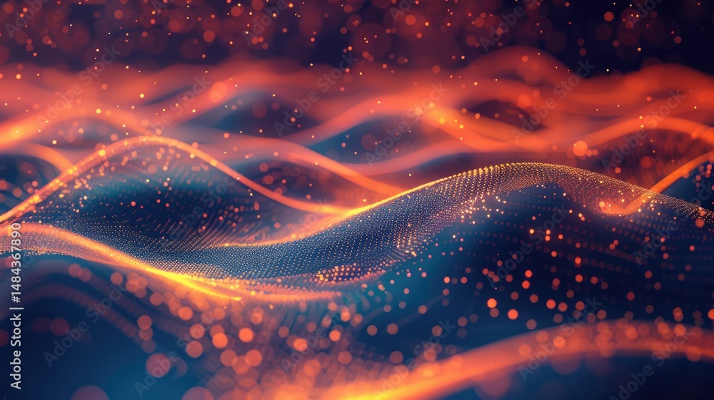 Poster wonderful picture of colorful light sparkling particles scattered across space background, create ab