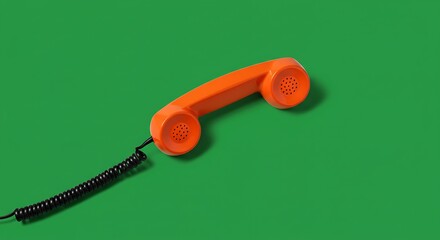 Orange Phone Handset on Green Background