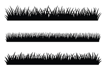 Set of grass silhouette vector illustrations isolated on white background