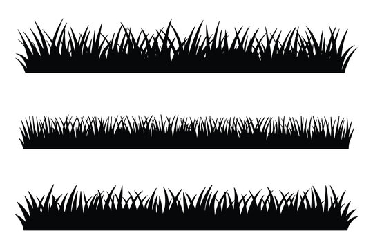 Set of grass silhouette vector illustrations isolated on white background