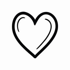 Hand-Drawn Heart Shape – Simple Black Outline Minimalist Icon