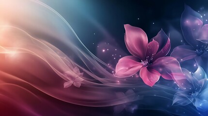 Glowing flowers in swirling, colorful smoke