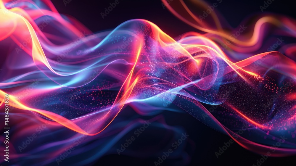 Poster wonderful picture of colorful light sparkling particles scattered across space background, create ab