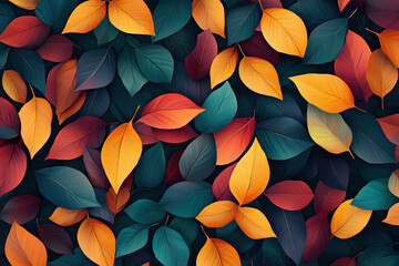 A beautiful autumn leaves texture with rich, vibrant colors of red, orange, and yellow. Ideal for fall-themed designs, backgrounds, or any project needing a warm, nature-inspired visual.