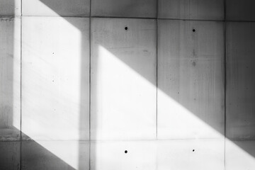 Abstract shadows cast on a concrete wall, creating a modern minimalist design with soft lighting contrasts. Ideal for architectural, interior design, or minimalist themes.