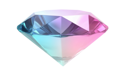 glossy 3d diamond featuring pastel gradient color on white background