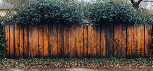 Rustic Wooden Fence in a Suburban Setting