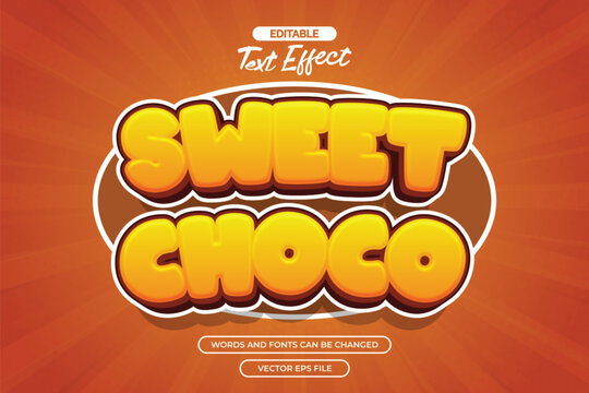 Sweet choco editable text effect with cartoon style text