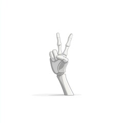 Obraz premium Skeleton Hand Peace Sign. Funky Halloween Vector Symbol