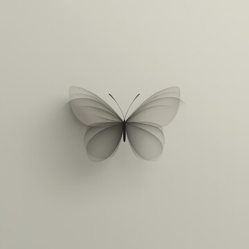 Translucent Layered Butterfly. Ethereal Monochrome Insect Art