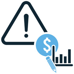 Financial risk icon vector for investment warning, economic loss, and monetary uncertainty. Ideal for banking, trading, and insurance design needs.