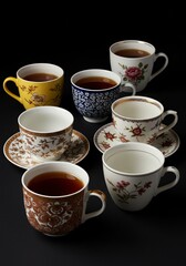 Elegant Teacups: A Collection of Floral and Ornate Designs