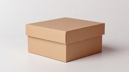 Brown cardboard box closed on white background for packaging, shipping, or branding design