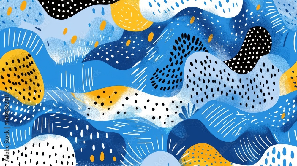 Poster the close up of the abstract picture of the colourful memphis pattern wallpaper, memphis pattern is 