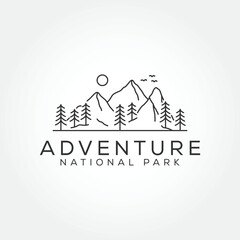 mountain logo design concept line art adventure vector illustration