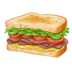 sandwich with ham and vegetables