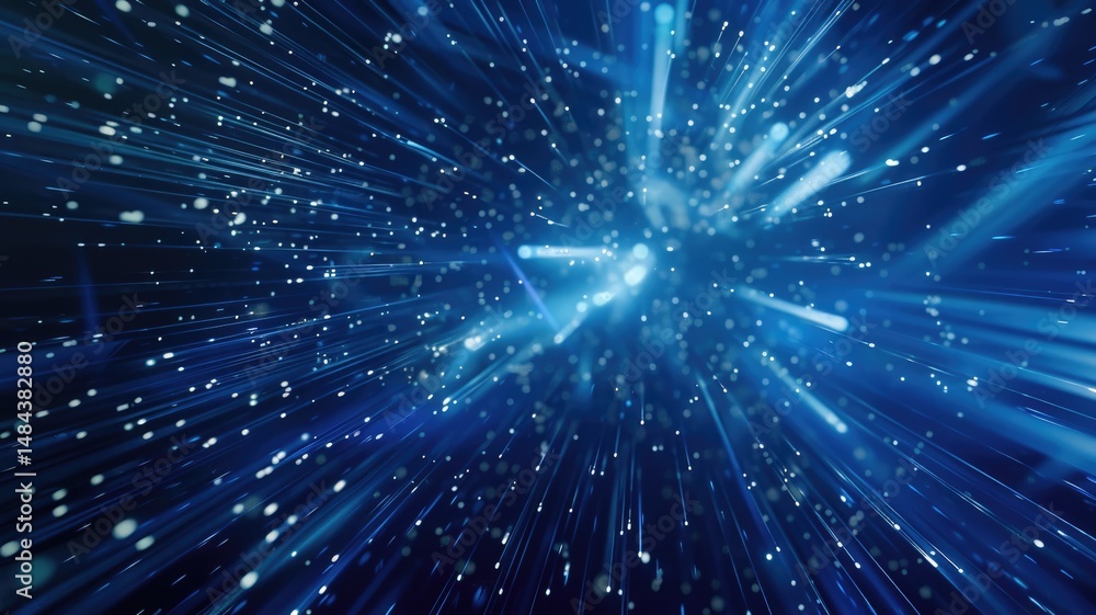 Poster abstract picture micro light sparkling particle represent data flow vivid flowing wave with high tec