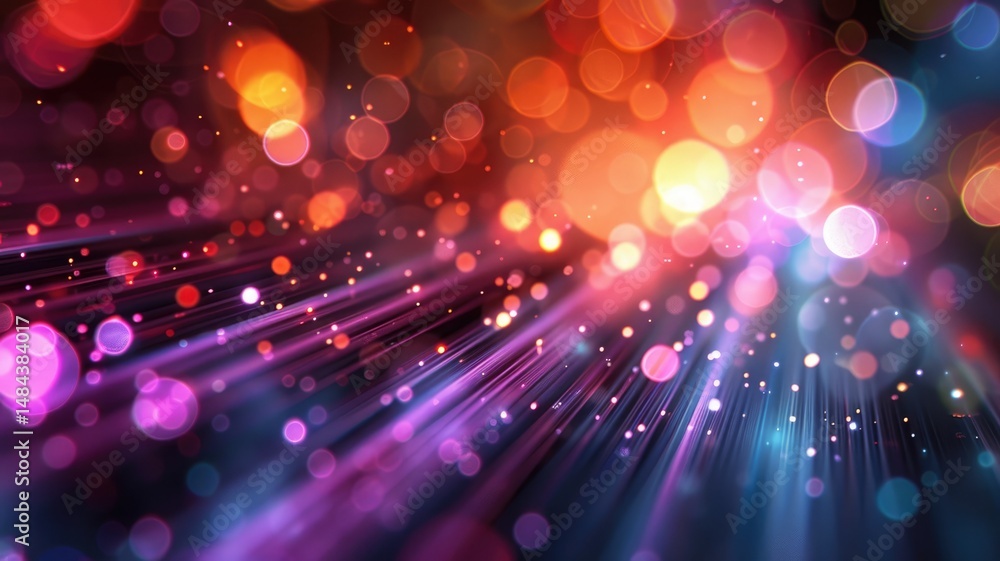 Poster abstract picture of neon light particle with digital technology style design connecting become dynam