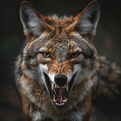 Obraz premium Intense Coyote Stare: Wild Canine with Piercing Yellow Eyes