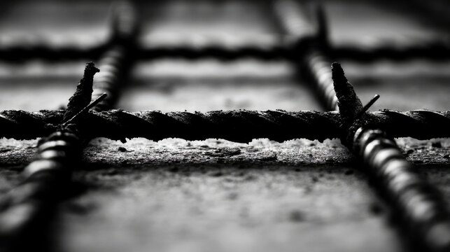 Steel reinforcement bars arranged for foundation, engineering notes clipped to a beam