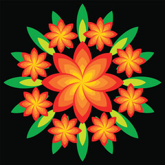 Vibrant Floral Pattern with Orange and Yellow Flowers
