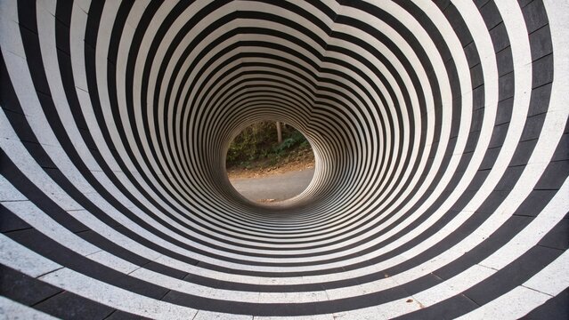 Black and white stripes tunnel.