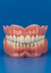 Obraz premium Full Denture: Realistic Porcelain Teeth on Pink Gum Model