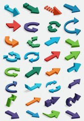 Colorful Isometric Arrow Icons: A Vibrant Directional Graphic Set