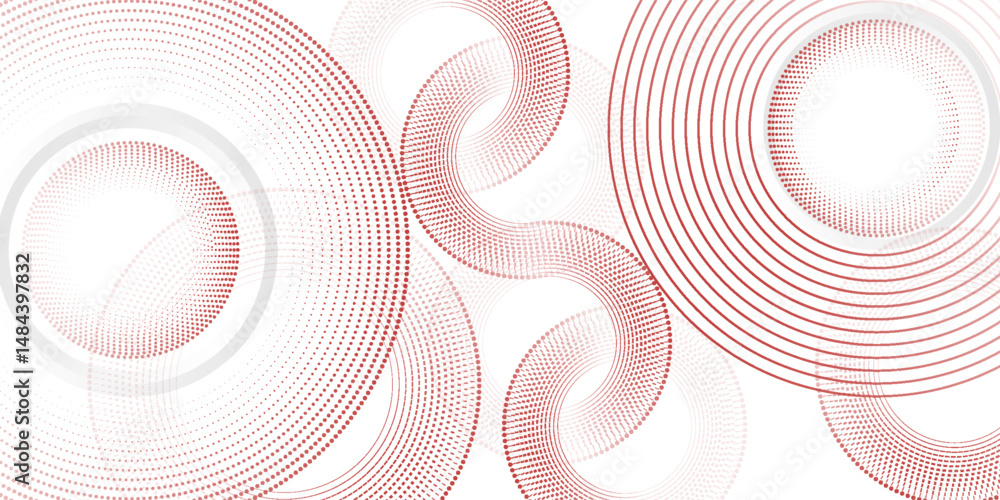 Poster abstract white background with red circle lines. digital future technology concept. vector illustrat