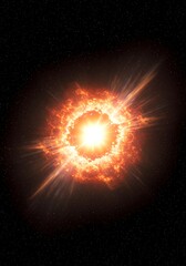 Cosmic Fireball: Fiery Stellar Explosion in Dark Space