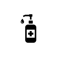 Hand sanitizer icon. Simple solid style. Gel, disinfect, antibacterial, wash, bottle pump, dispenser, container, soap, cleanser, health concept. Vector illustration isolated
