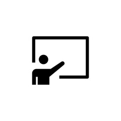 Training icon. Simple solid style. Teacher, course, coach, class, lecture, demonstrate, blackboard, pictogram, seminar, classroom concept. Vector illustration isolated