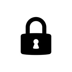 Lock icon. Simple solid style. Locker, closed, padlock, key, symbol, private, web, flat, password, safety, secure concept. Vector illustration isolated