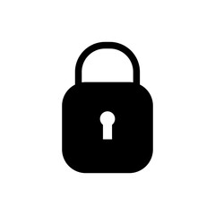 Lock icon. Simple solid style. Locker, closed, padlock, key, symbol, private, web, flat, password, safety, secure concept. Vector illustration isolated
