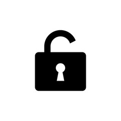 Unlock icon. Simple solid style. Locker, open, padlock, key, symbol, private, web, flat, password, safety, secure concept. Vector illustration isolated