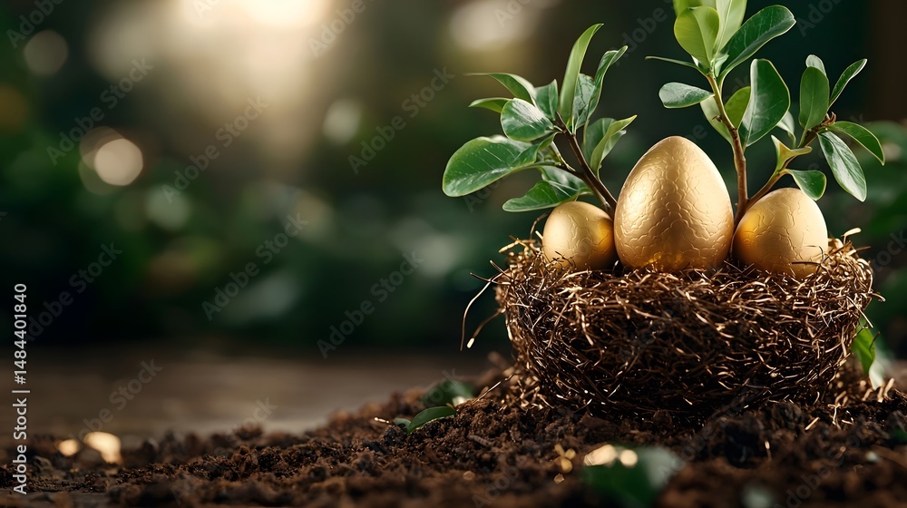 Aufkleber a flourishing tree with golden eggs growing at different heights each representing a diverse income 