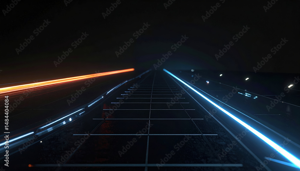Poster futuristic timeline checklist glowing from left to right with animated pulses leave high tech