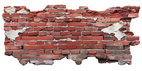 Weathered red brick wall fragment