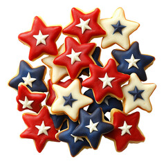 Patriotic star cookies red white and blue for fourth of july holiday treat isolated on transparent  background png