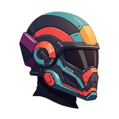Stylized Futuristic Helmet Concept Art Design With Vibrant Colors and Clean Lines