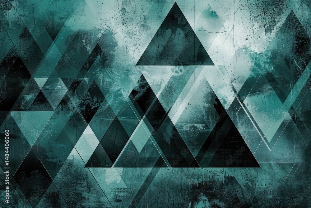 Poster the abstract picture of the green triangle repetitive pattern polygon geometry in the background, ge