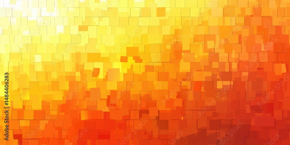 Poster abstract mosaic pattern in warm yellow and red tones. digital art for modern and vibrant design. bac