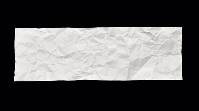 Clean flat paper crumples and unfolds in a stop-motion. Textured, organic backgrounds, design overlays, craft visuals, transparent alpha channel bg, Style 29 long rectangle box