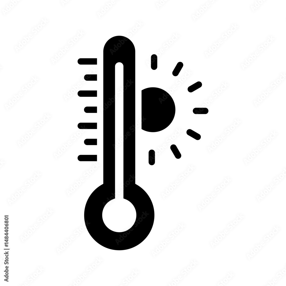 Poster weather signs. set of temperature icons in sun style. temperature scale symbol. thermometer icon vec
