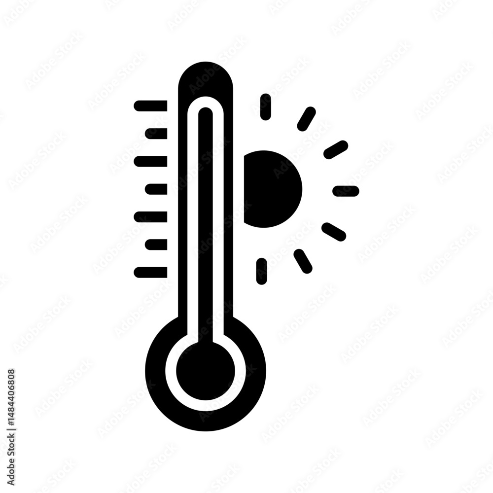 Poster weather signs. set of temperature icons in sun style. temperature scale symbol. thermometer icon vec