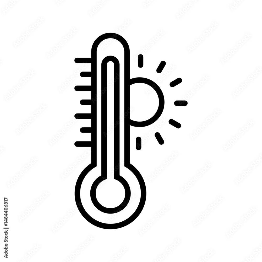 Poster weather signs. set of temperature icons in sun style. temperature scale symbol. thermometer icon vec