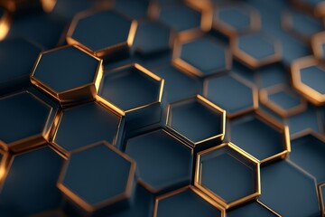 Obraz premium Abstract geometric pattern of overlapping dark hexagons.