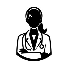 Vector Doctor Silhouette Medical Illustration, 
Vector Doctor Silhouette Black and White Illustration, 
Doctor Vector Icon Medical Worker Concept .